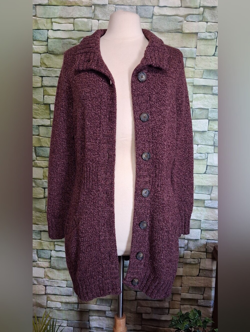 Merona Cardigan Sweater Plum Knit Duster Women’s Size XL Maroon Burgundy Wine